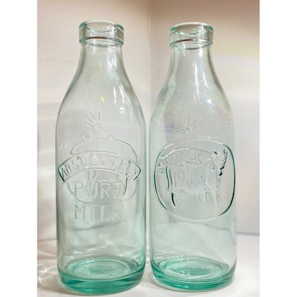 Absolutely Accents Set Of 2 Vintage Absolutely Pure Milk Bottles